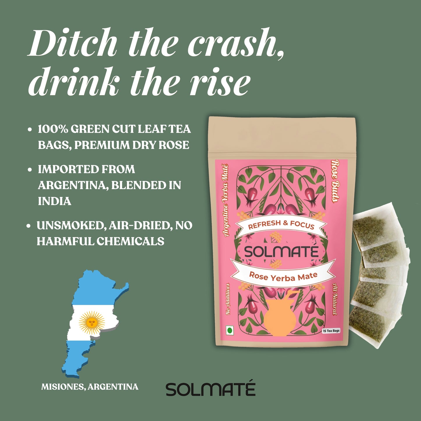 SOLMATÉ Rose Yerba Mate for enery and skin glow